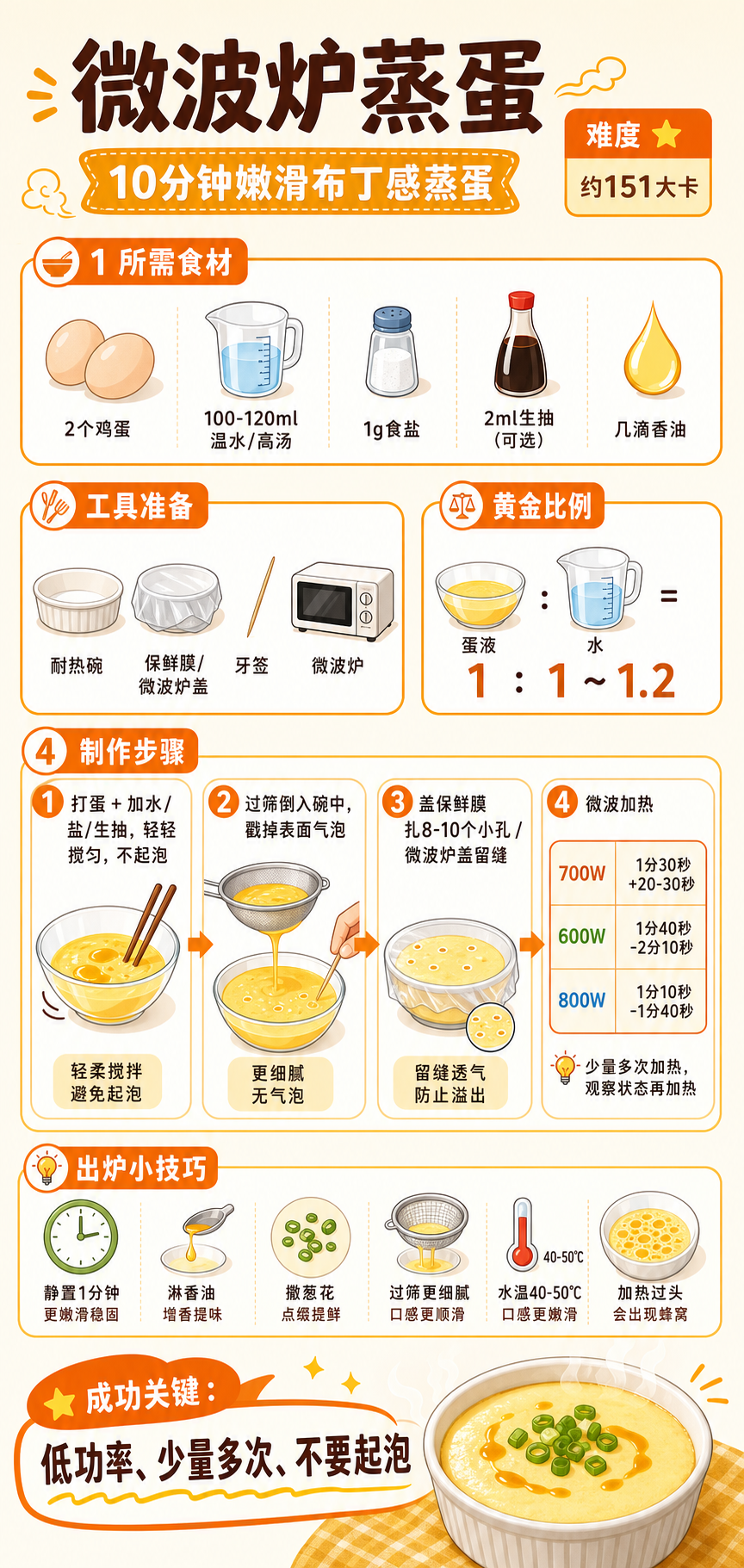 Microwave Steamed Egg — ingredients and steps overview