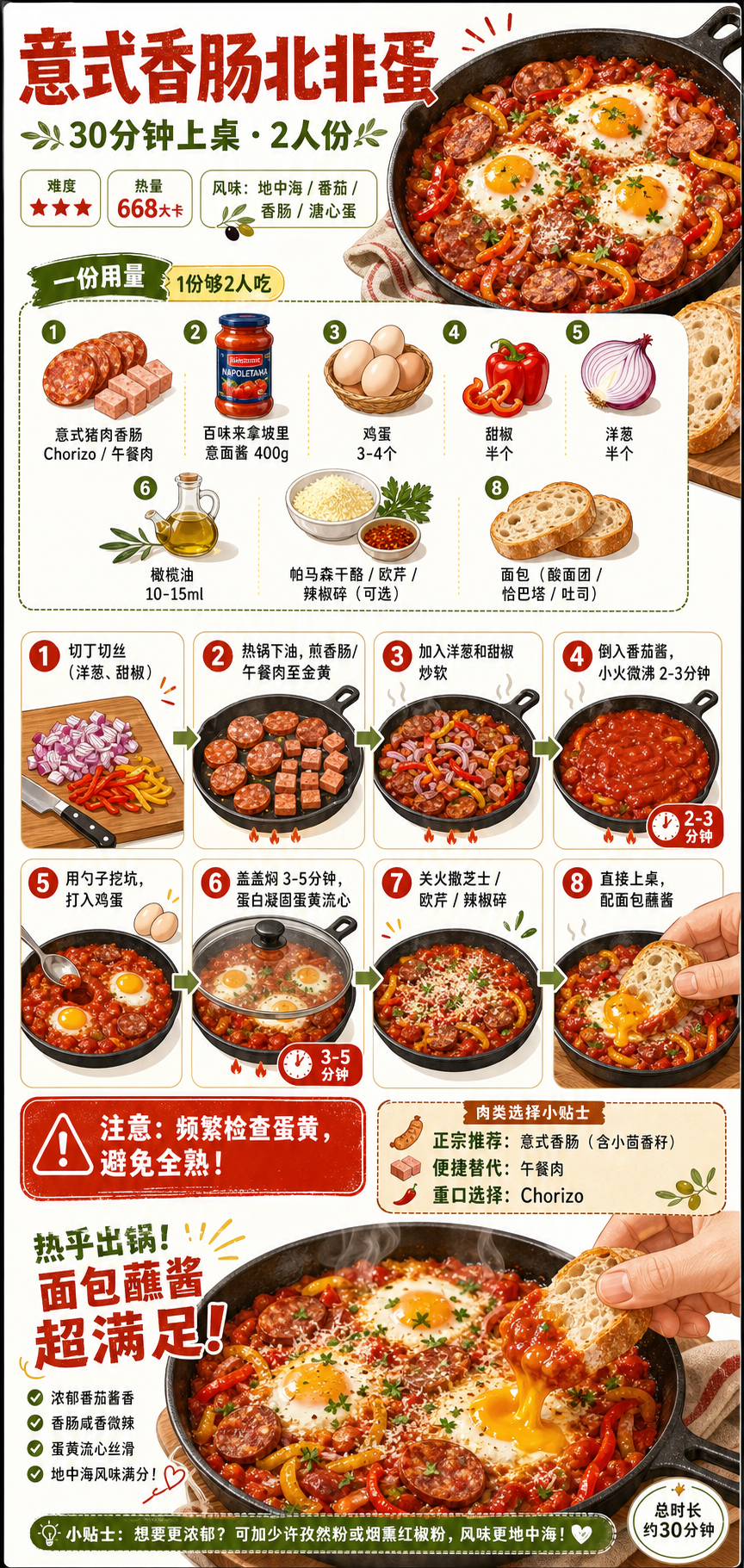 Italian Sausage Shakshuka — ingredients and steps overview