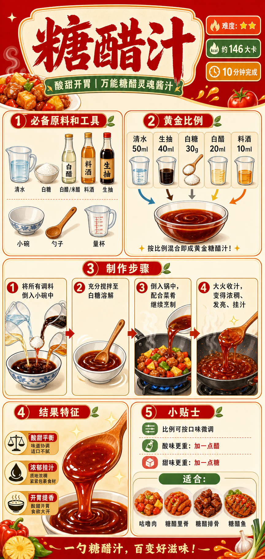 Sweet and Sour Sauce — ingredients and steps overview