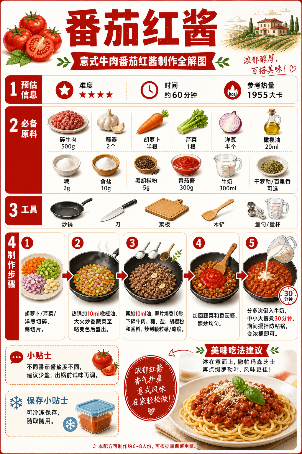 Tomato Red Sauce — ingredients and steps overview