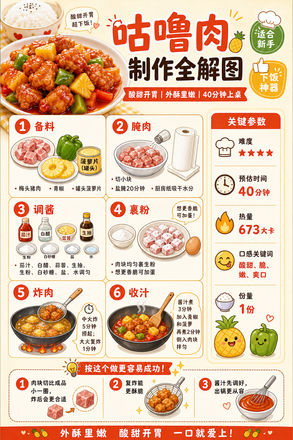 Sweet & Sour Pork — ingredients and steps overview
