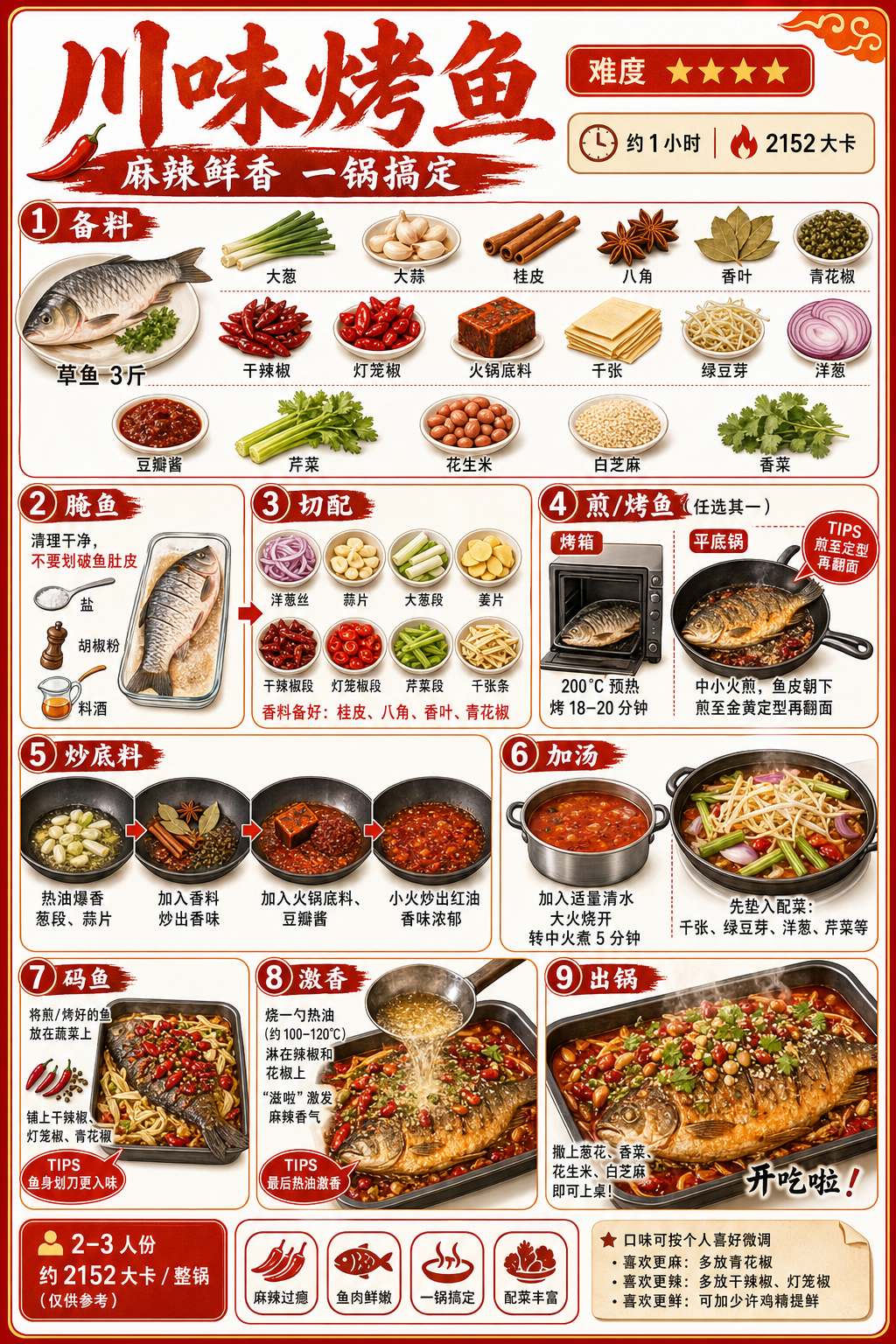 Sichuan-Style Grilled Fish — ingredients and steps overview
