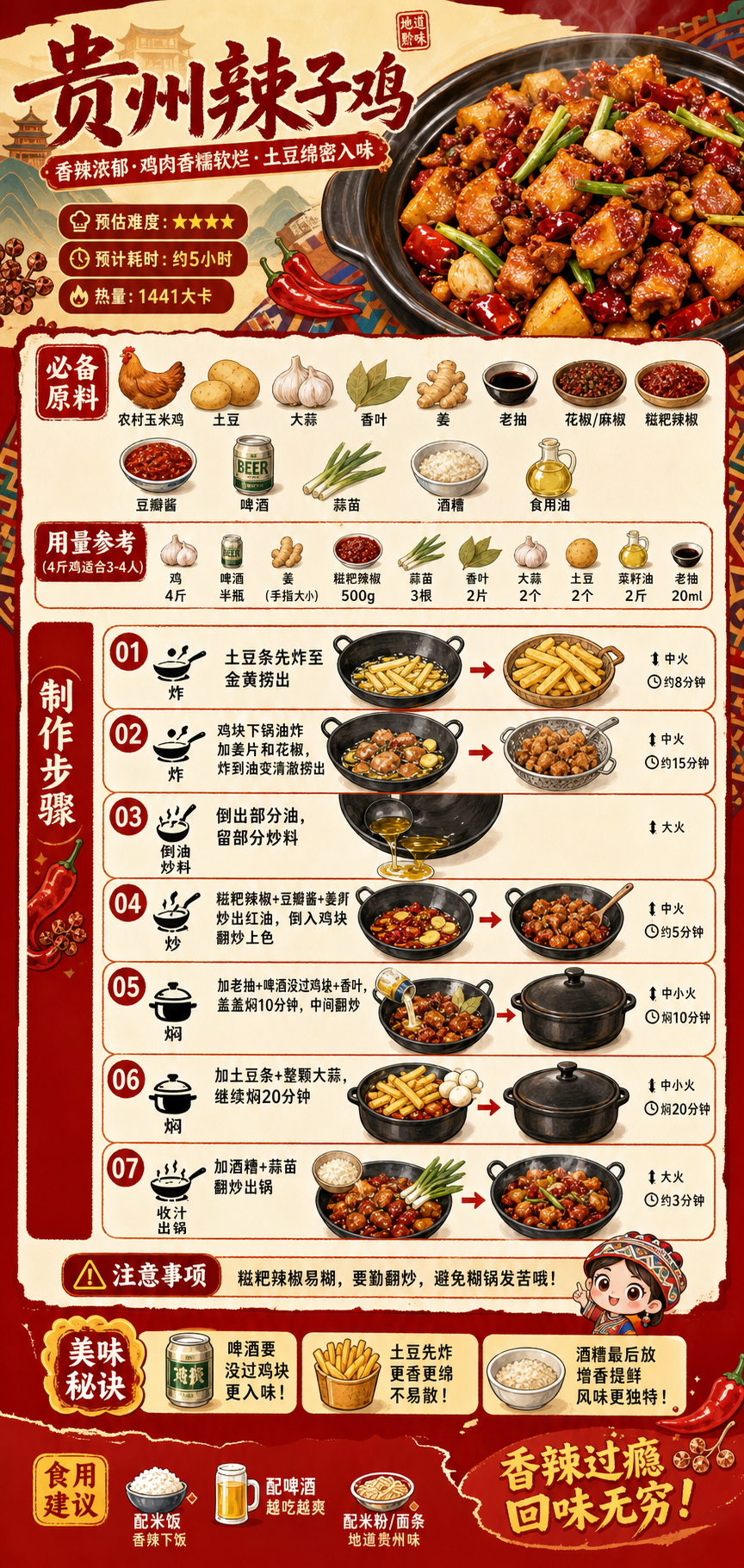 Guizhou Spicy Chicken — ingredients and steps overview