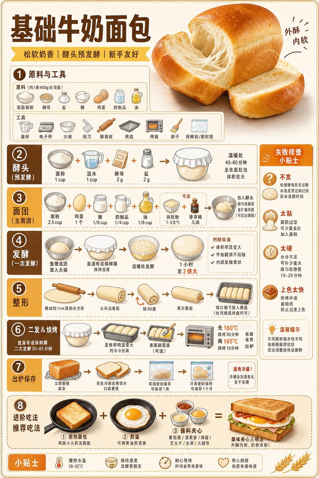 Basic Milk Bread — ingredients and steps overview