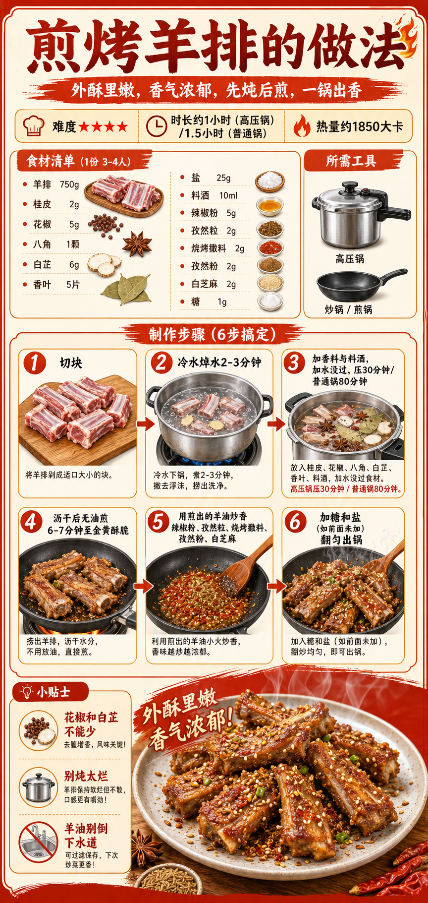 Pan-Fried and Grilled Lamb Chops — ingredients and steps overview