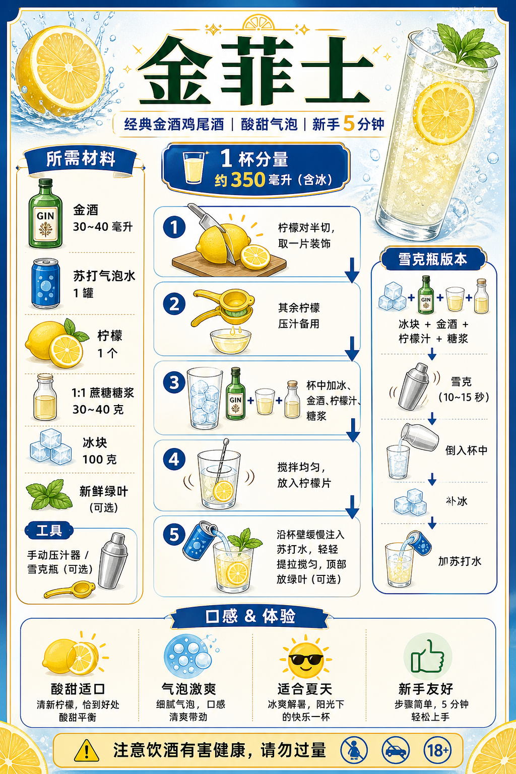 Gin Fizz — ingredients and steps overview