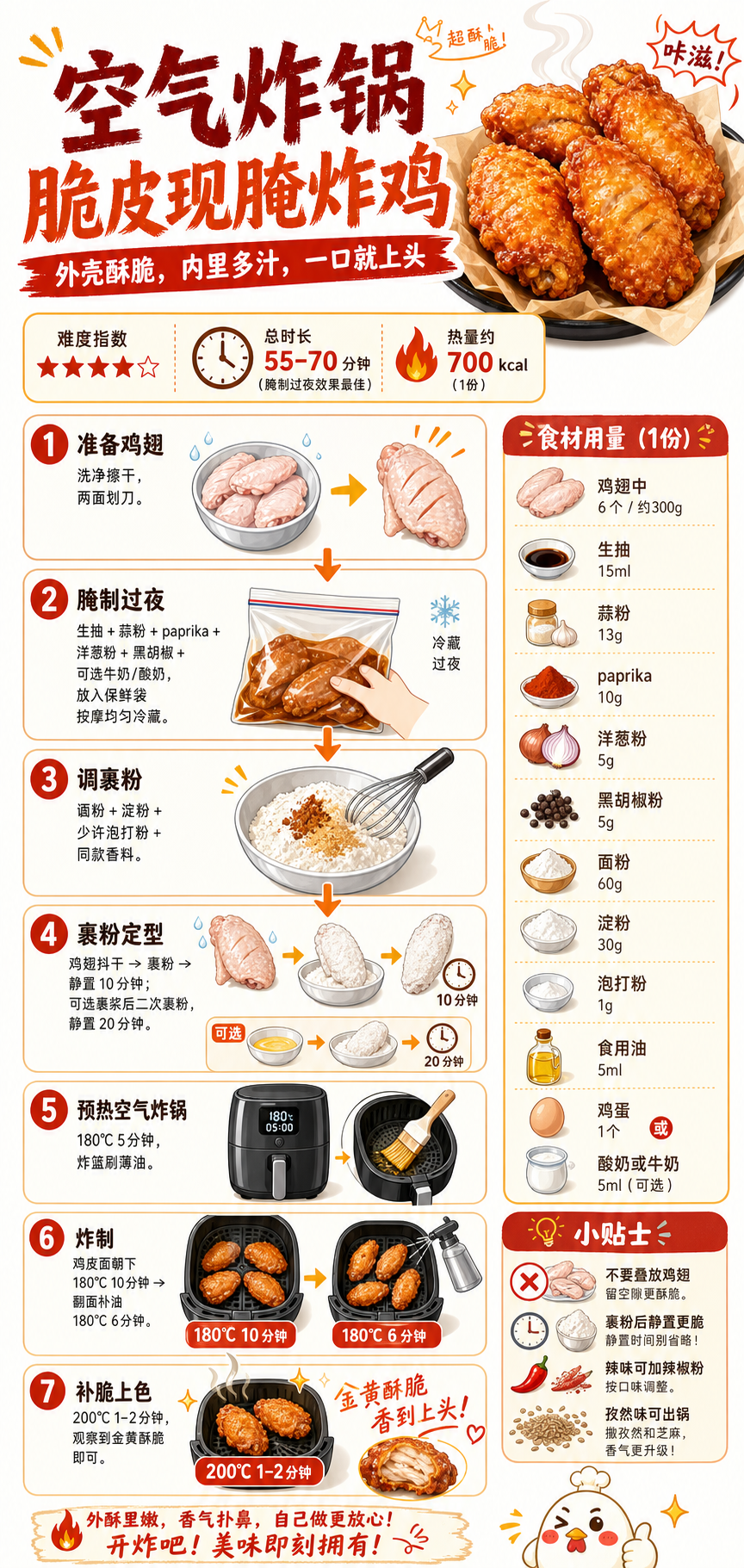 Air Fryer Crispy Fresh-Marinated Fried Chicken — ingredients and steps overview
