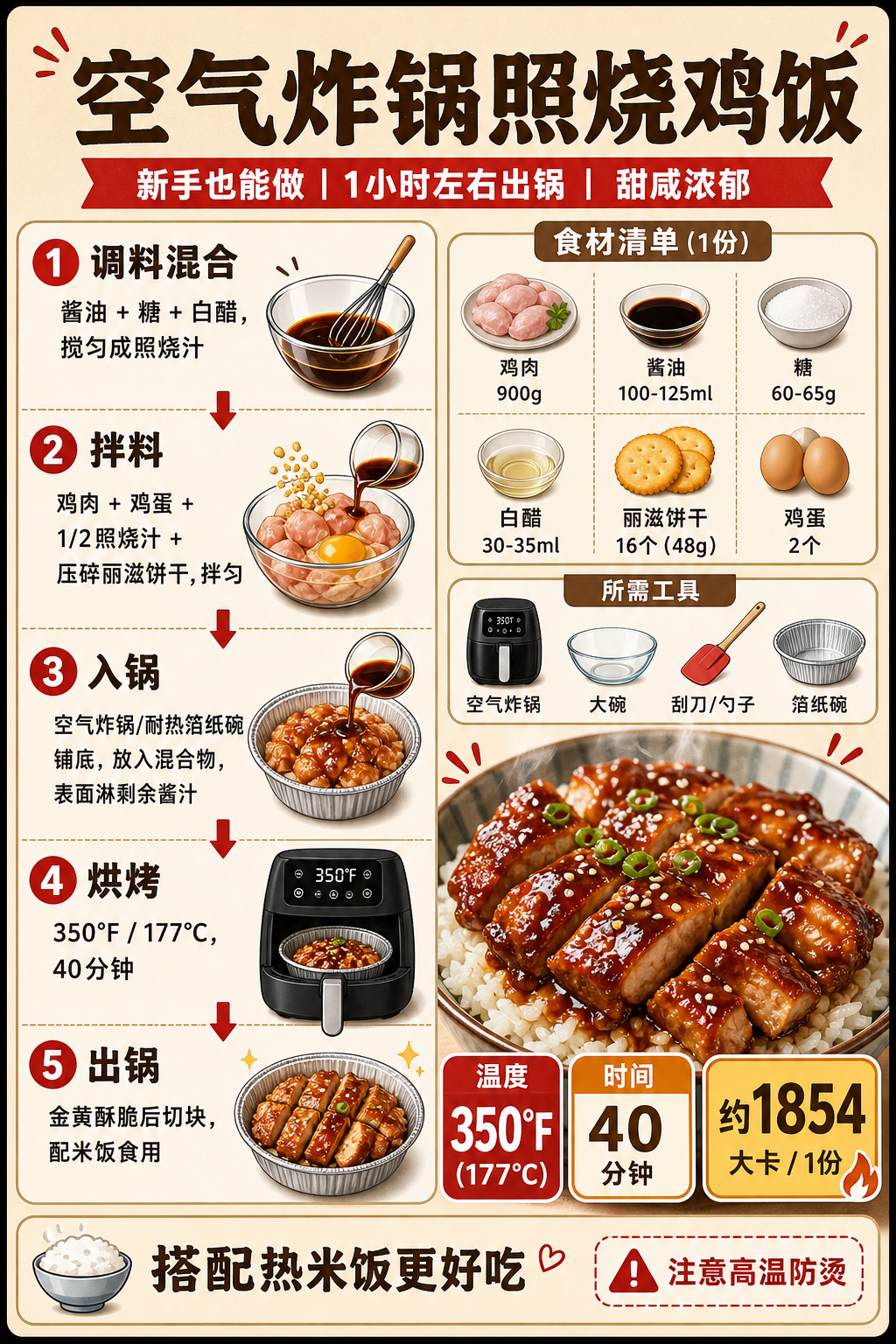 Air Fryer Teriyaki Chicken Rice — ingredients and steps overview