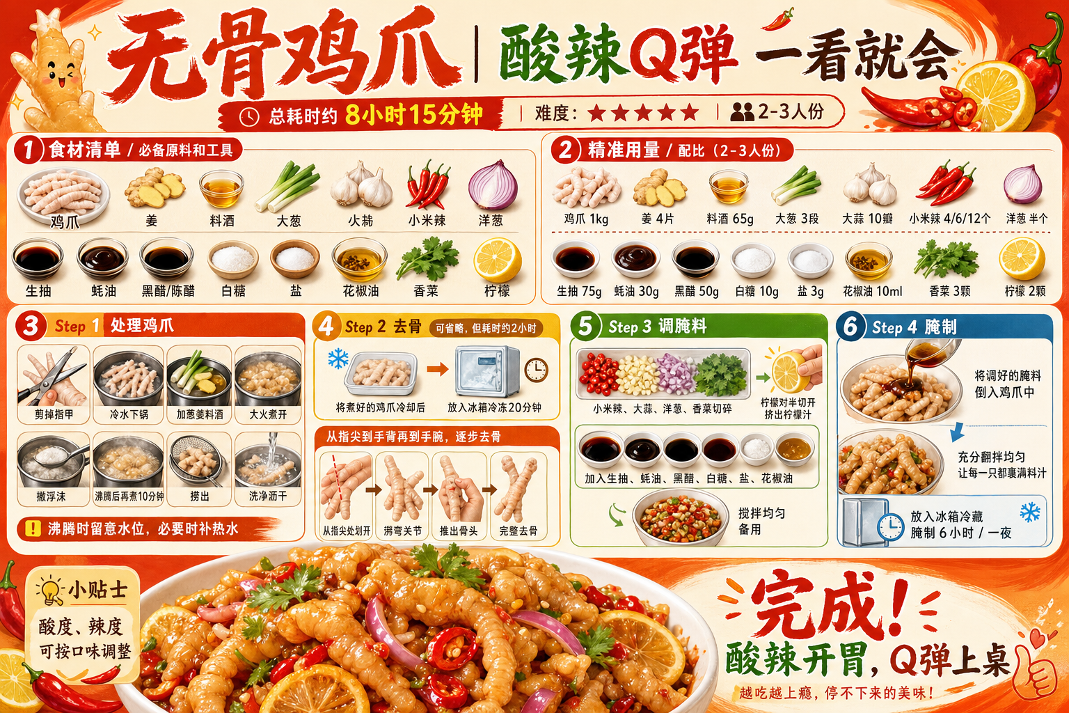 Boneless Chicken Feet — ingredients and steps overview