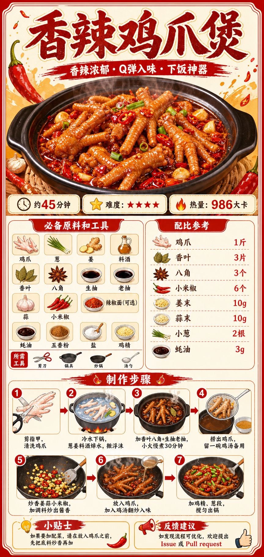 Spicy & Fragrant Chicken Feet Stew — ingredients and steps overview