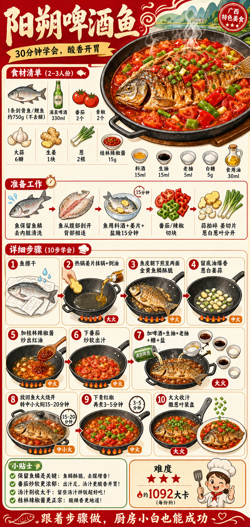 Yangshuo Beer Fish — ingredients and steps overview