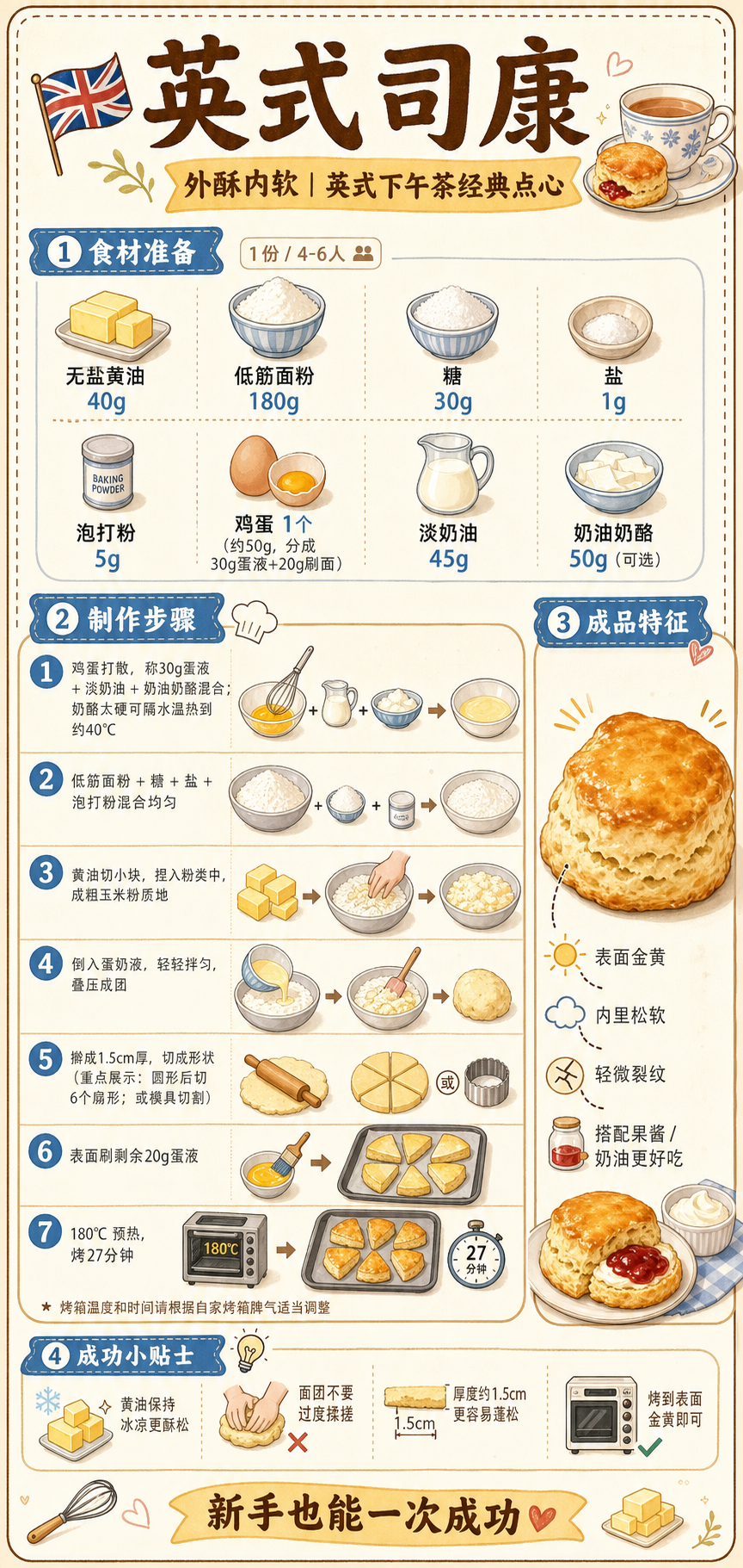 English Scones — ingredients and steps overview