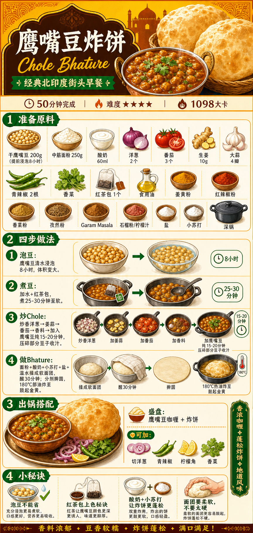 Chickpea Fritters (Chole Bhature) — ingredients and steps overview