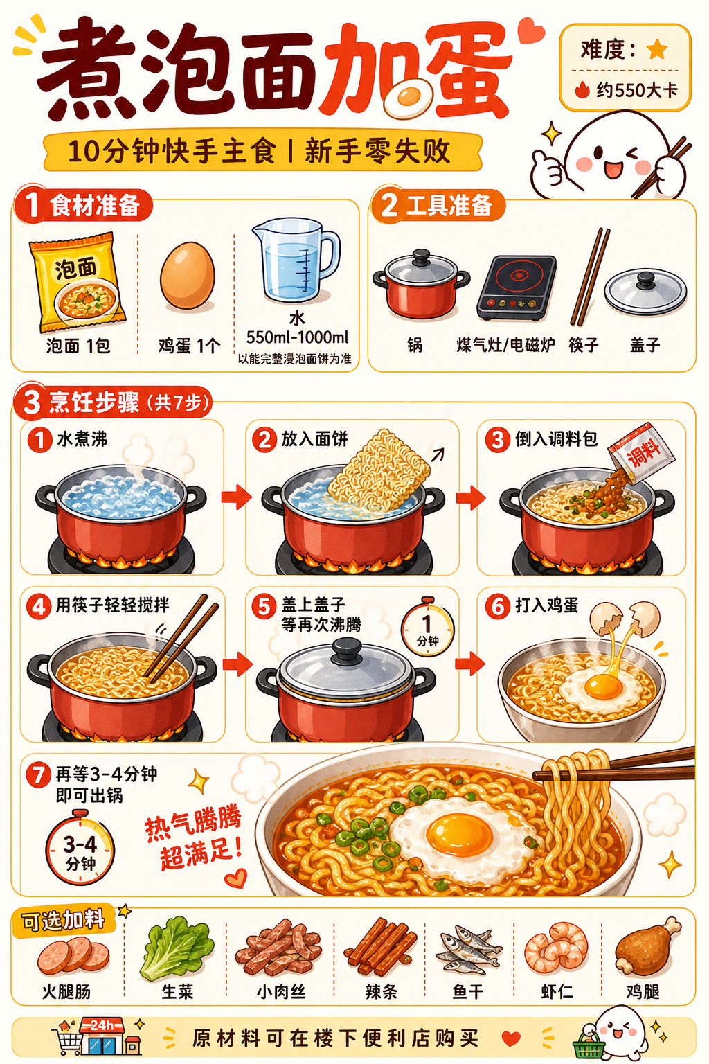 Instant Noodles with Egg — ingredients and steps overview