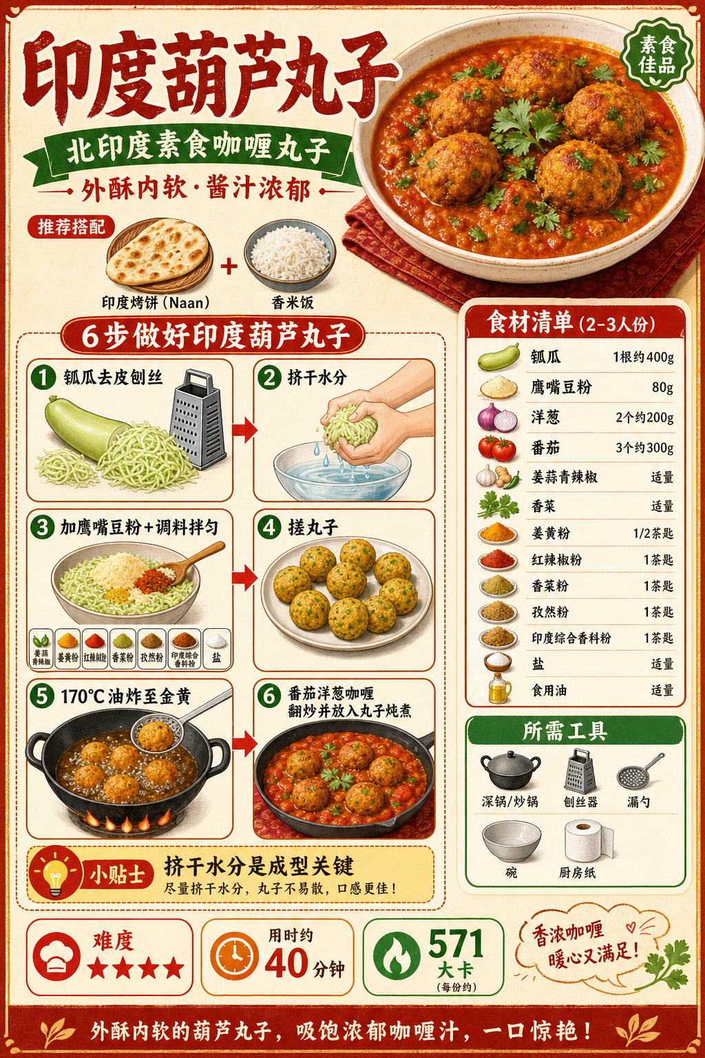 Indian Bottle Gourd Kofte — ingredients and steps overview