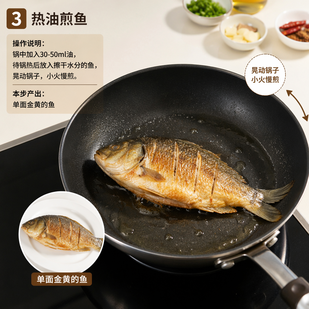 Step 3: Heat Oil and Pan-Fry the Fish