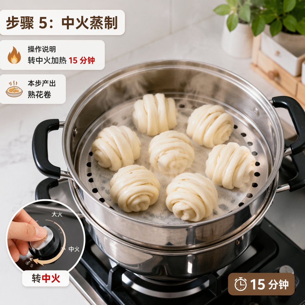 Step 5: Steam on Medium Heat
