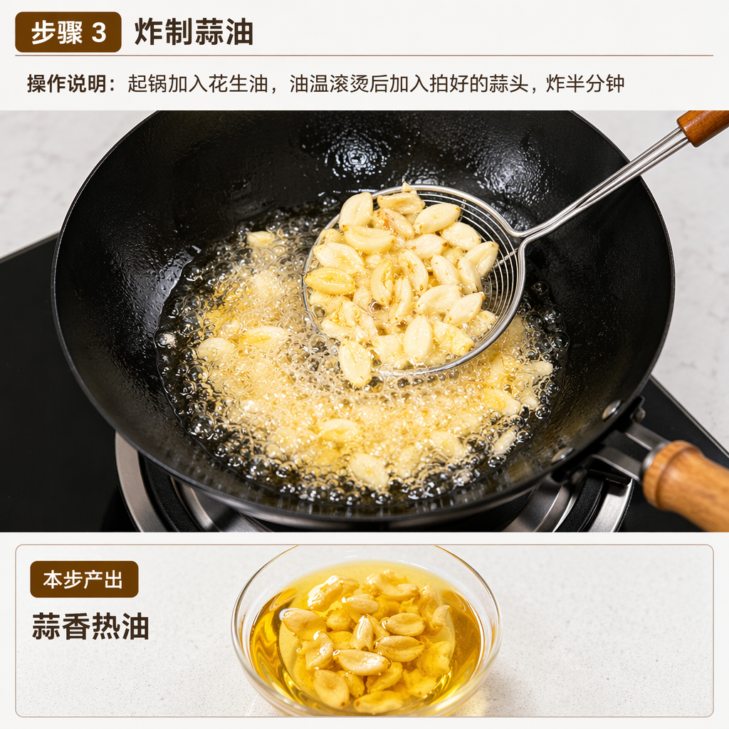 Step 3: Fry the Garlic Oil