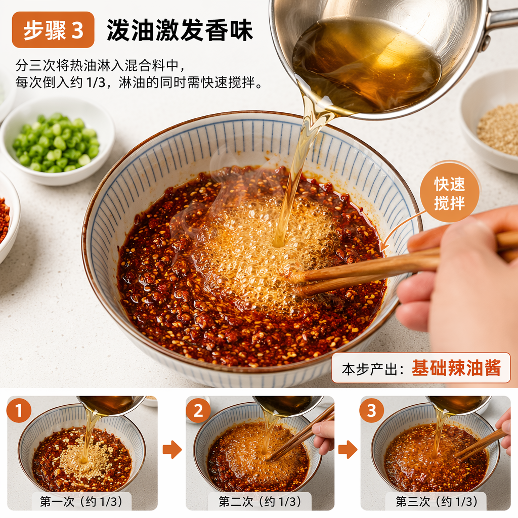 Step 3: Pour in Hot Oil to Release the Aroma