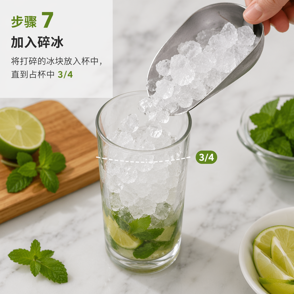 Step 7: Add crushed ice