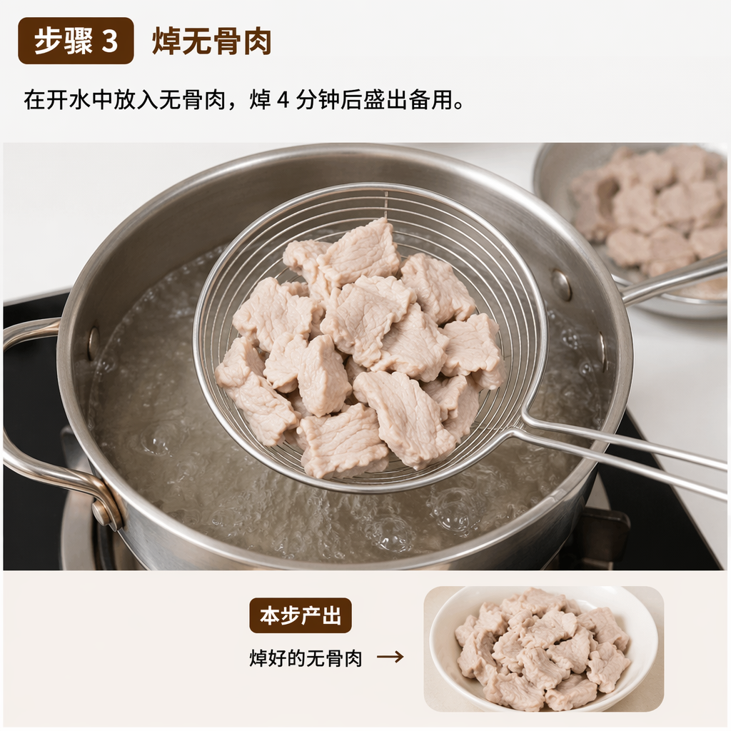 Step 3: Blanch the Boneless Meat