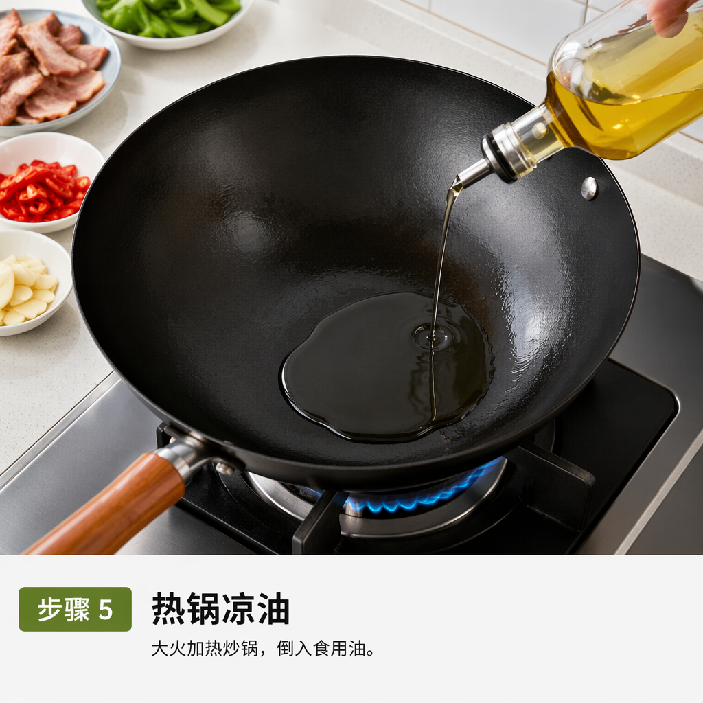 Step 5: Heat the Wok with Cold Oil