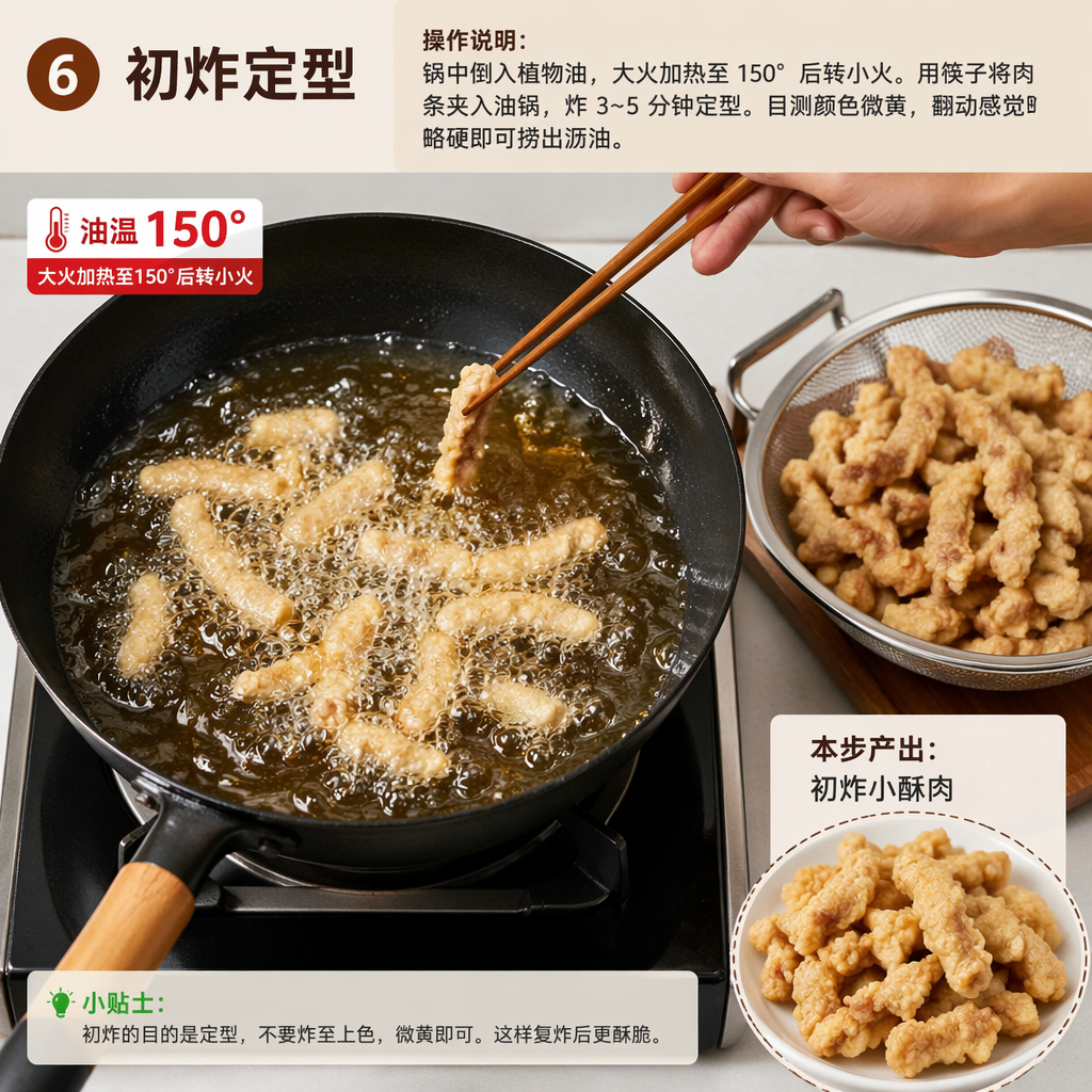 Step 6: First Fry to Set the Shape