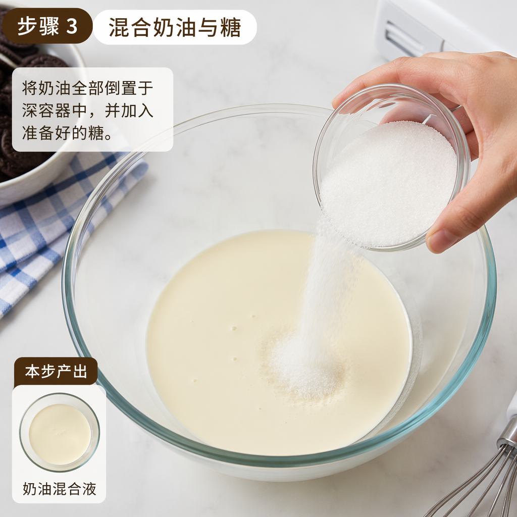 Step 3: Mix Cream and Sugar