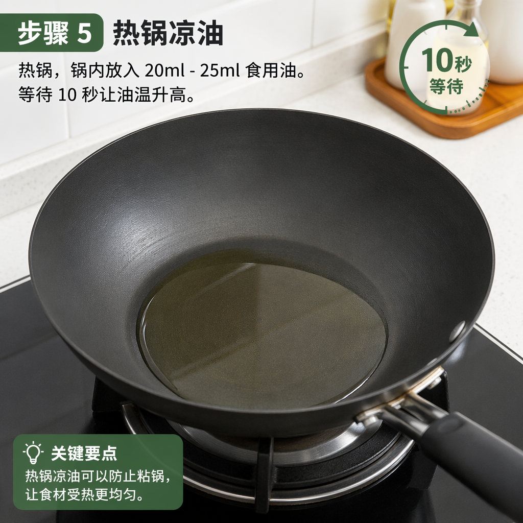 Step 5: Heat the Wok with Cold Oil