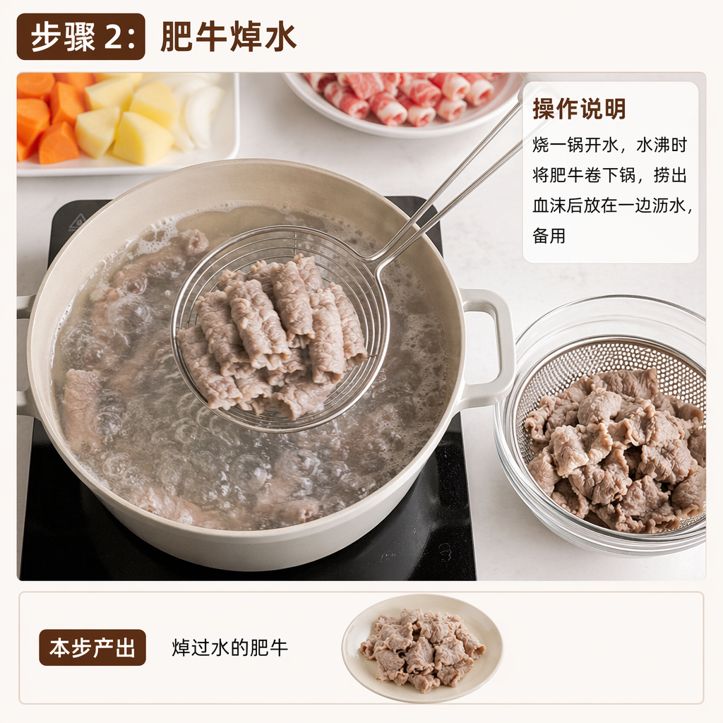 Step 2: Blanch the Beef Slices