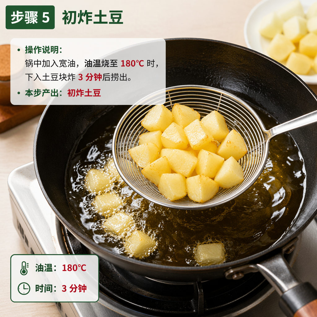 Step 5: First Fry the Potatoes