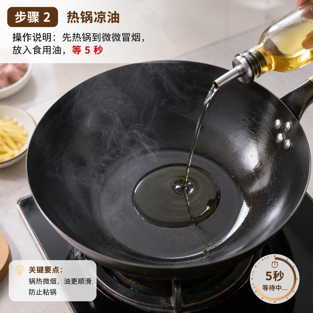 Step 2: Heat the Wok, Cool the Oil