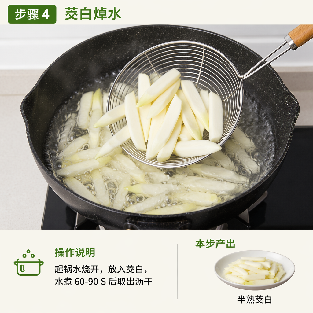 Step 4: Blanch the Water Bamboo Shoots