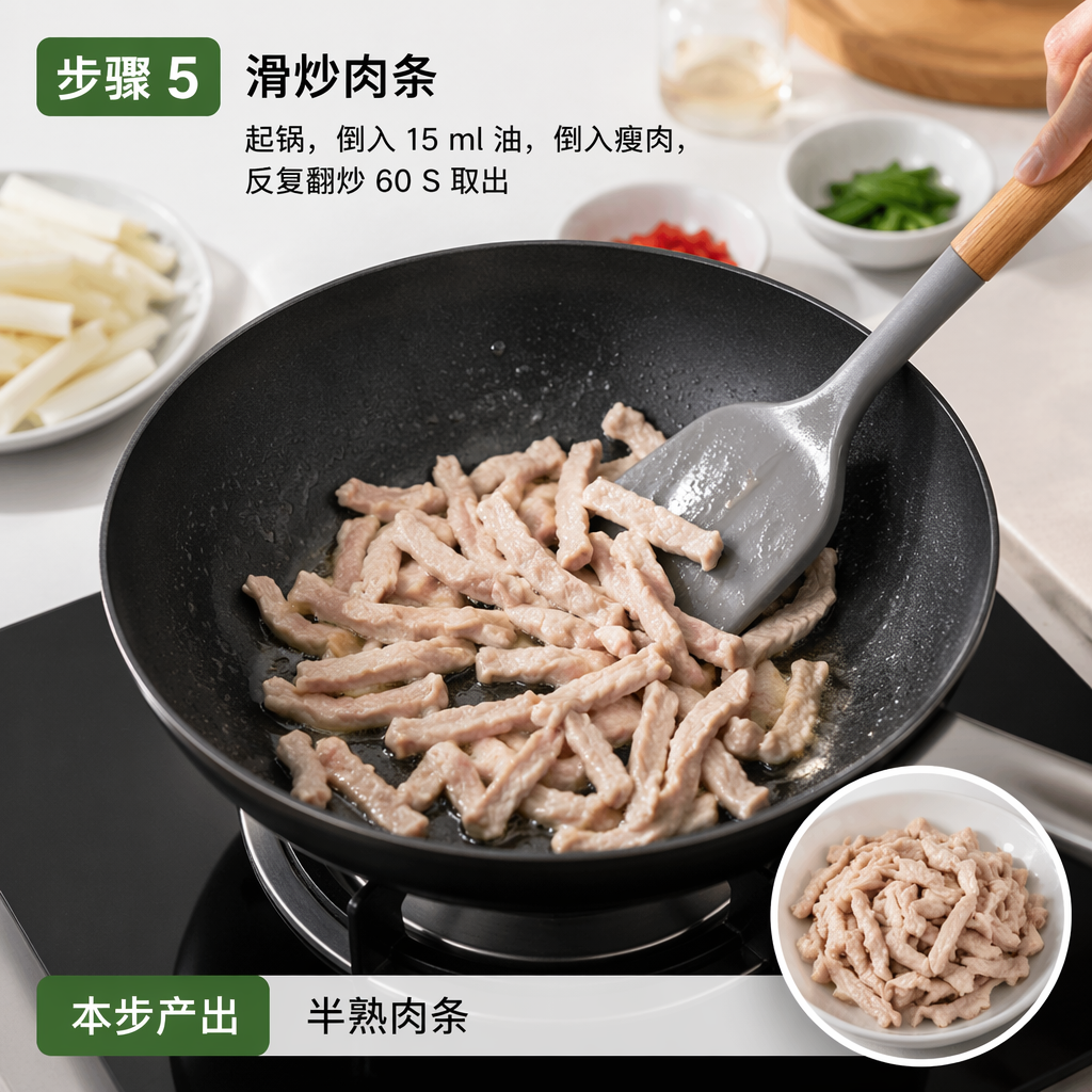 Step 5: Stir-Fry the Pork Strips
