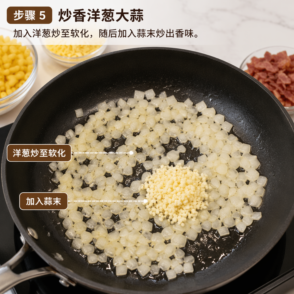 Step 5: Sauté the Onion and Garlic