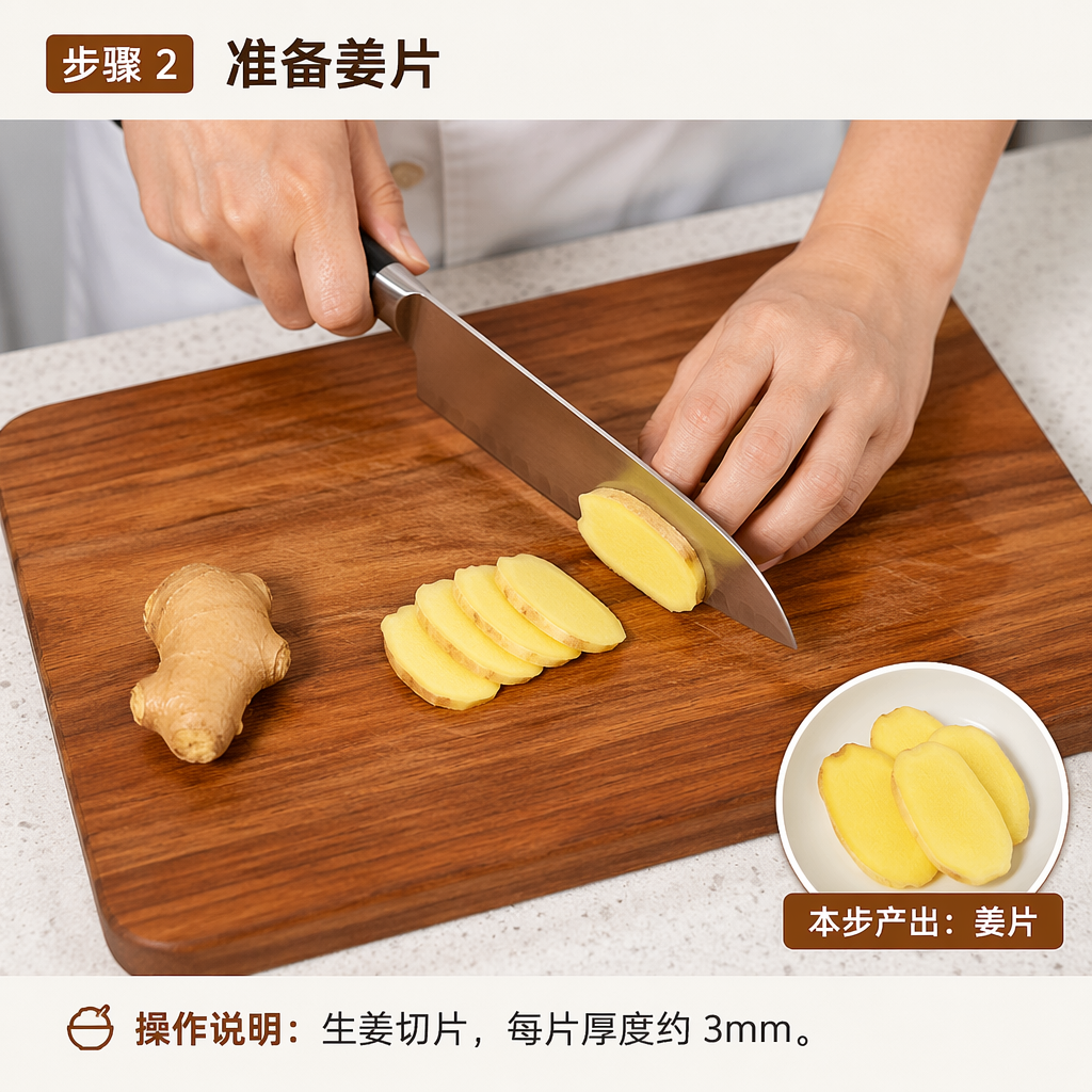 Step 2: Prepare Ginger Slices