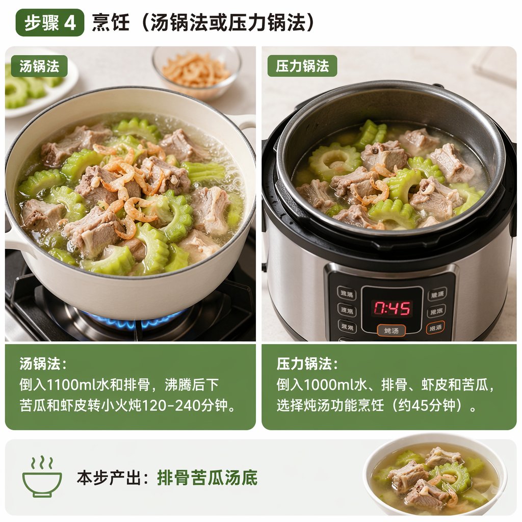 Step 4: Cook (Soup Pot Method or Pressure Cooker Method)
