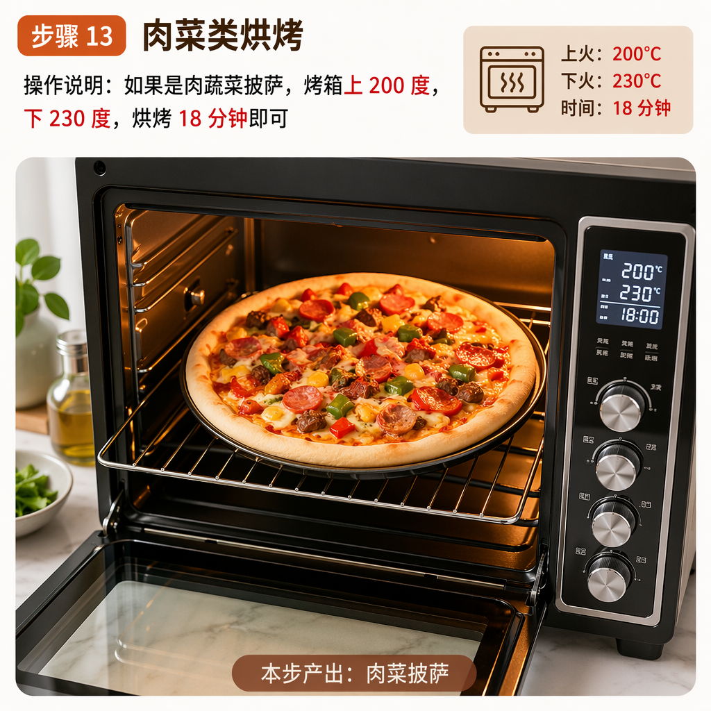 Step 13: Bake Meat and Vegetable Pizza
