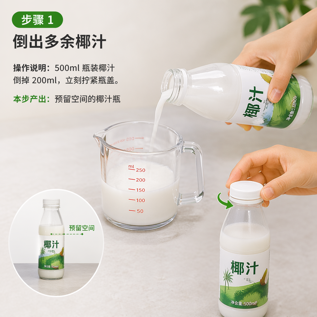 Step 1: Pour Out Excess Coconut Milk