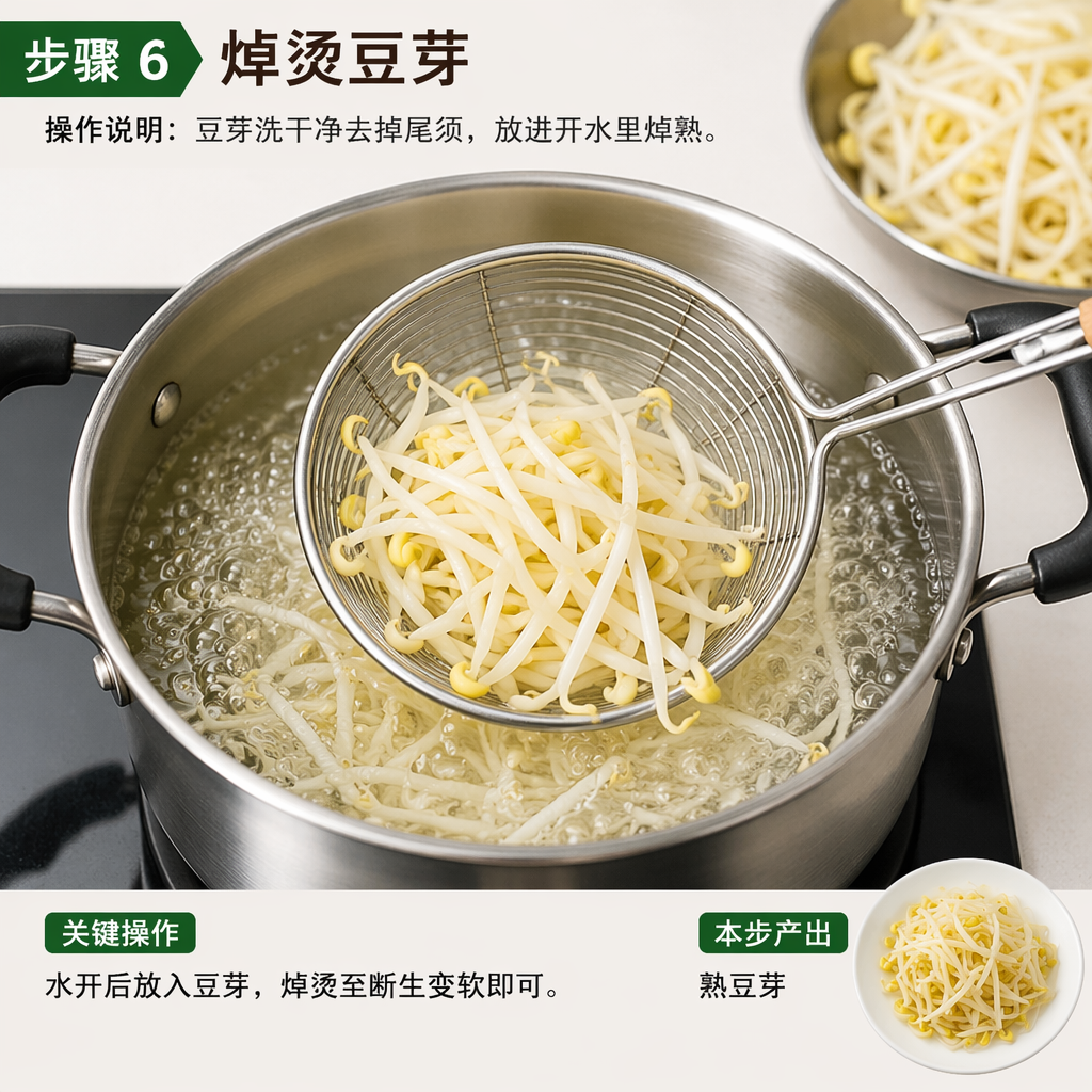 Step 6: Blanch the Bean Sprouts