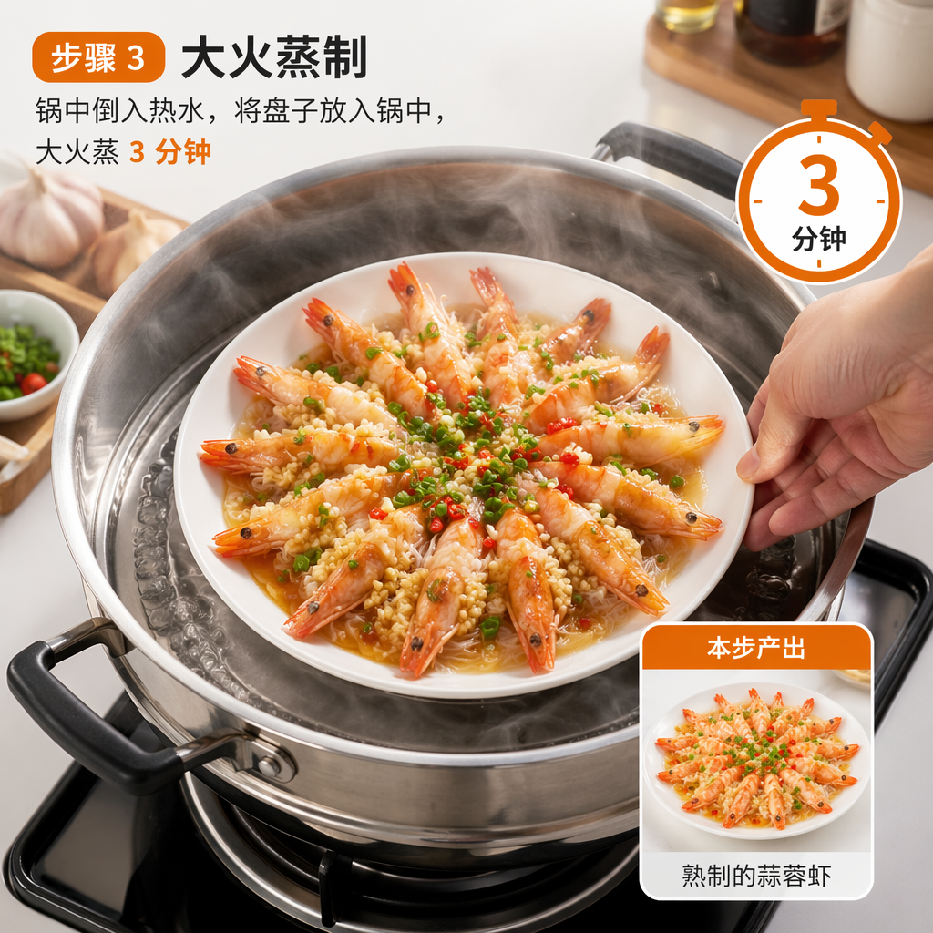 Step 3: Steam over High Heat