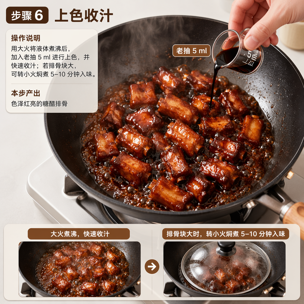 Step 6: Color and Reduce the Sauce