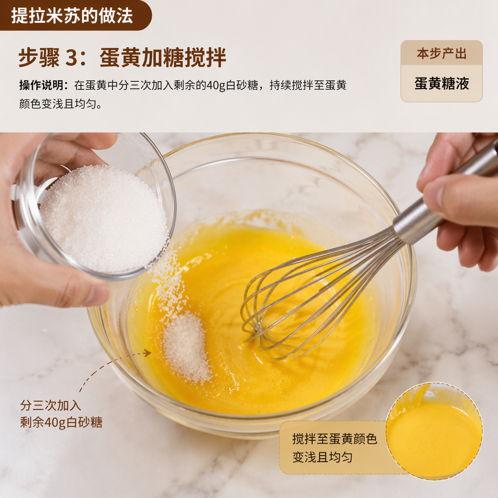 Step 3: Mix Yolks with Sugar