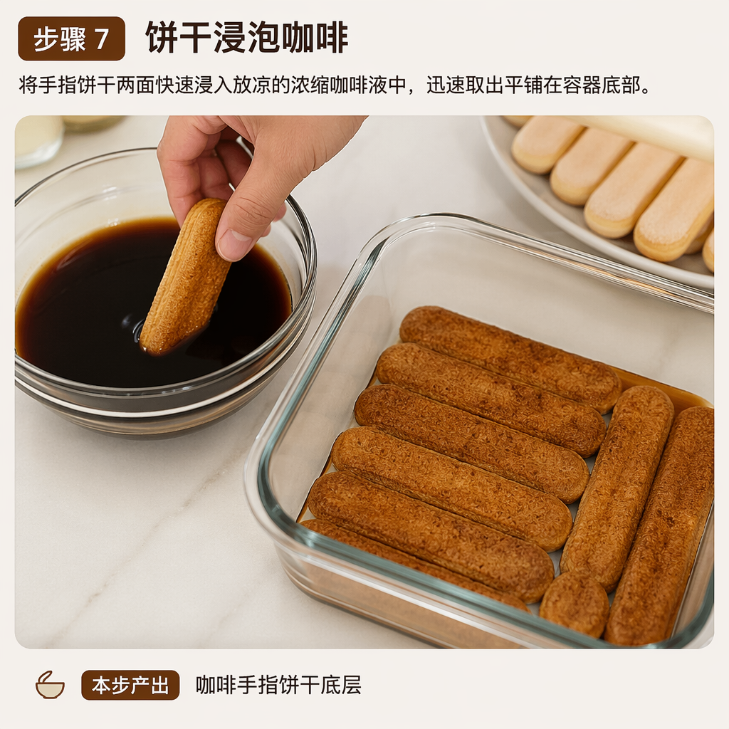 Step 7: Soak the Ladyfingers in Coffee