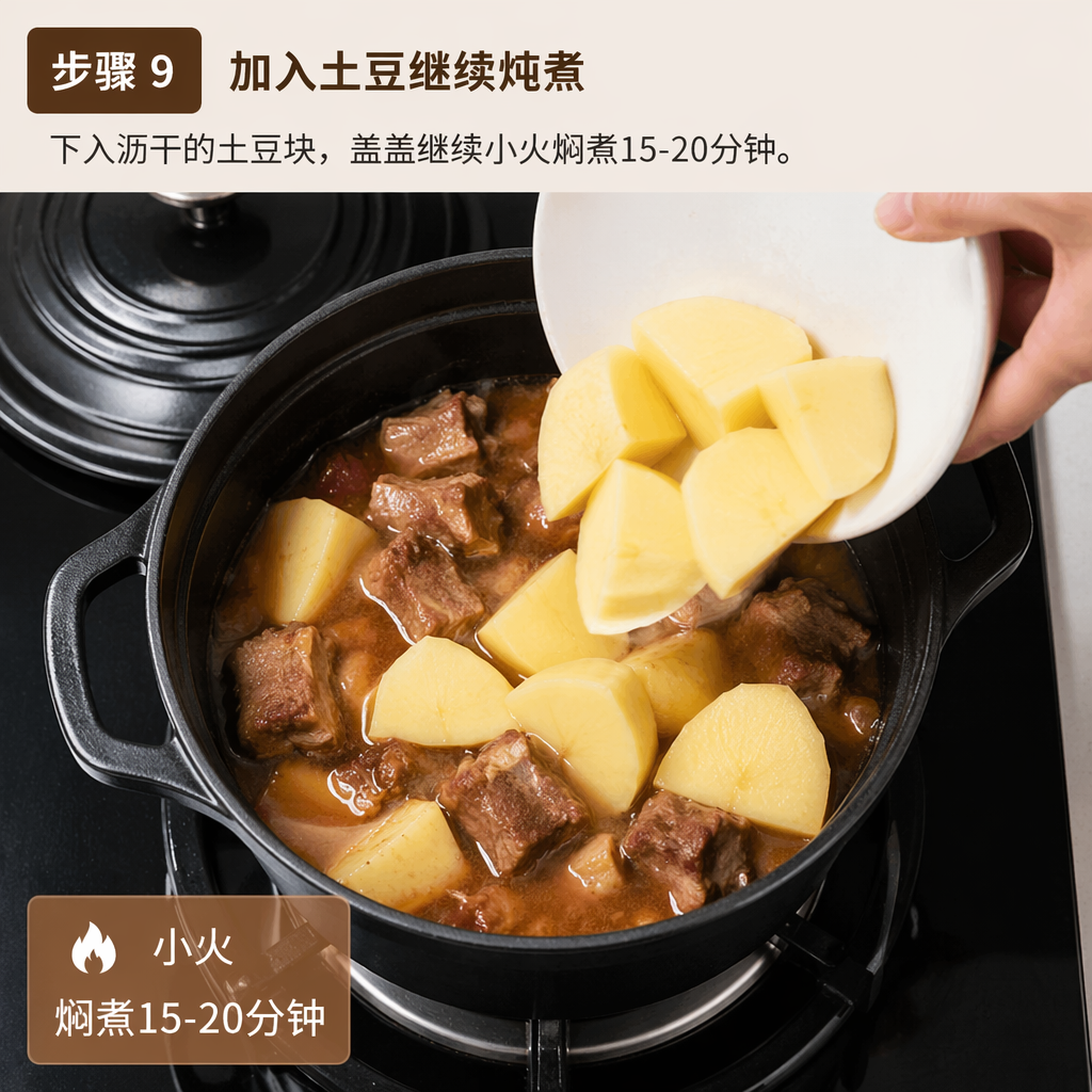 Step 9: Add Potatoes and Continue Braising