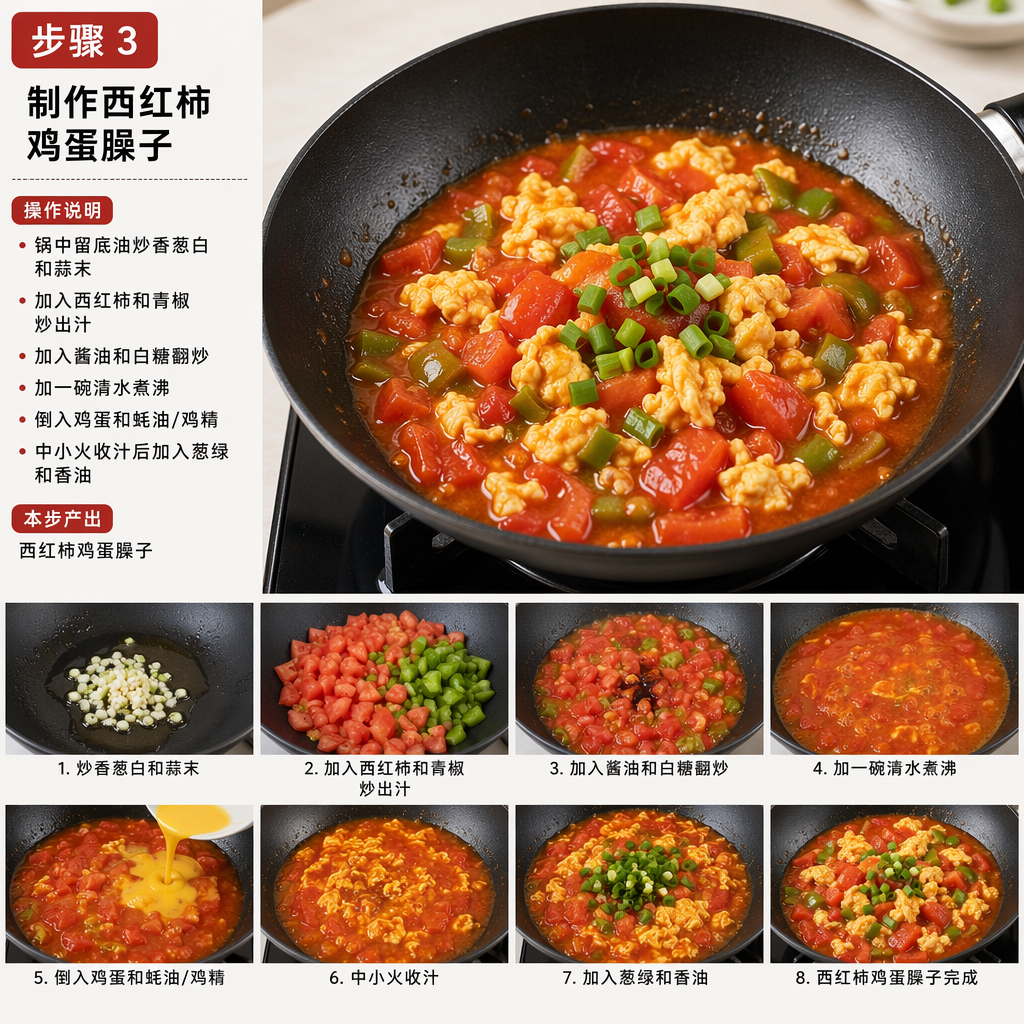 Step 3: Make the Tomato and Egg Topping