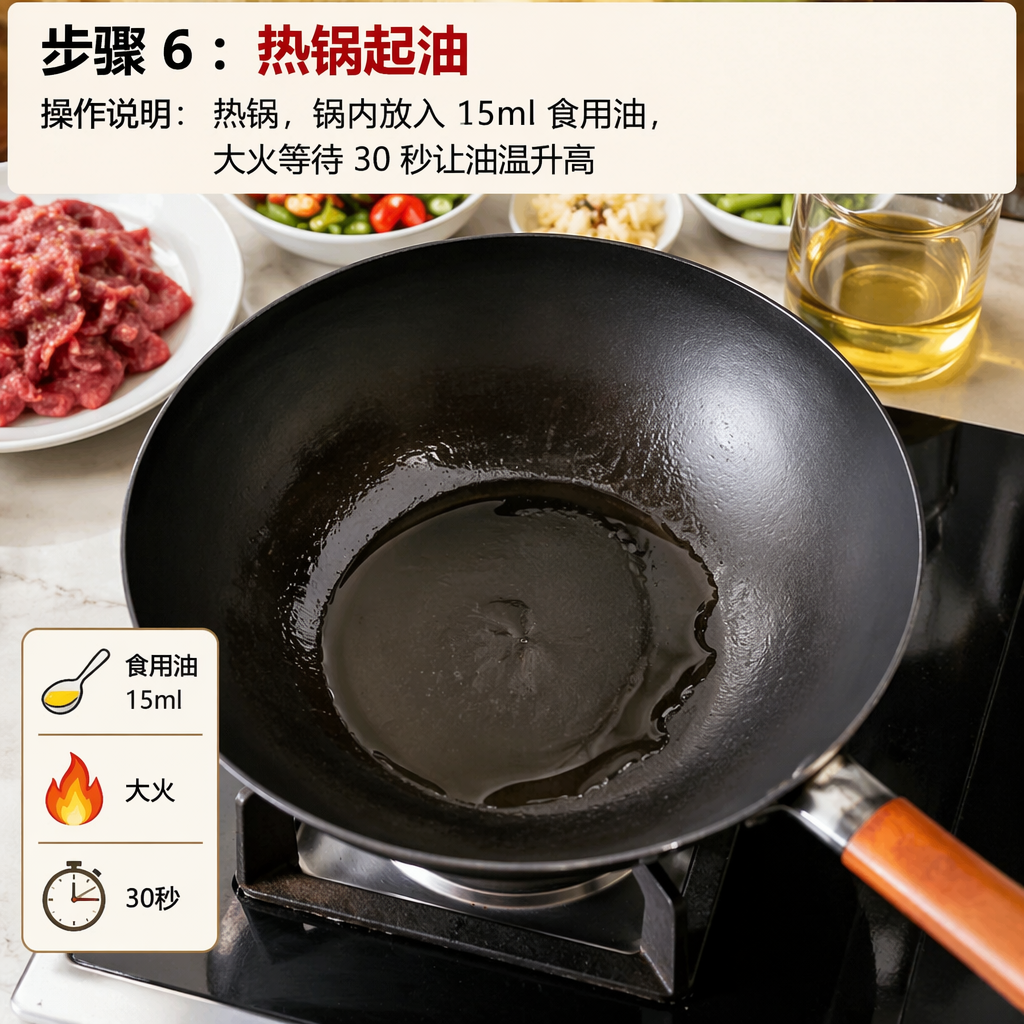 Step 6: Heat the Wok and Oil