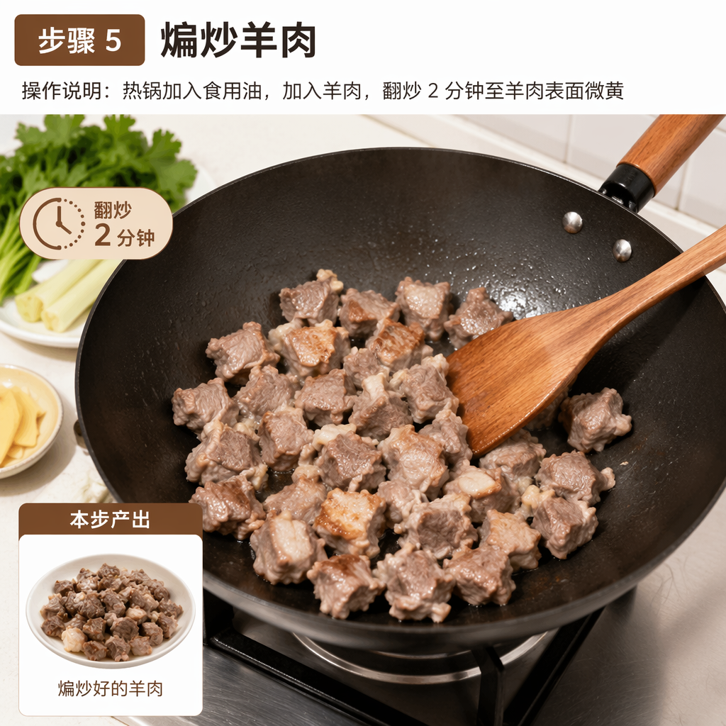Step 5: Sauté the Lamb