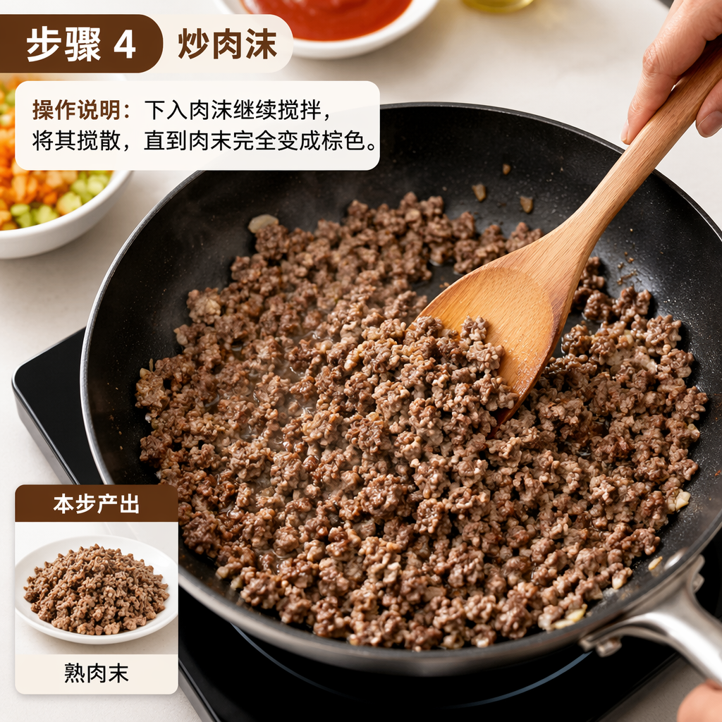 Step 4: Sauté the Ground Meat