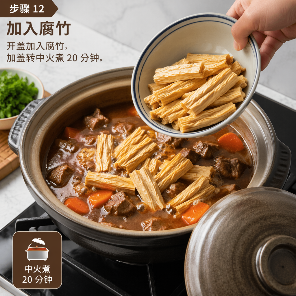 Step 12: Add the Fried Bean Curd Sheet